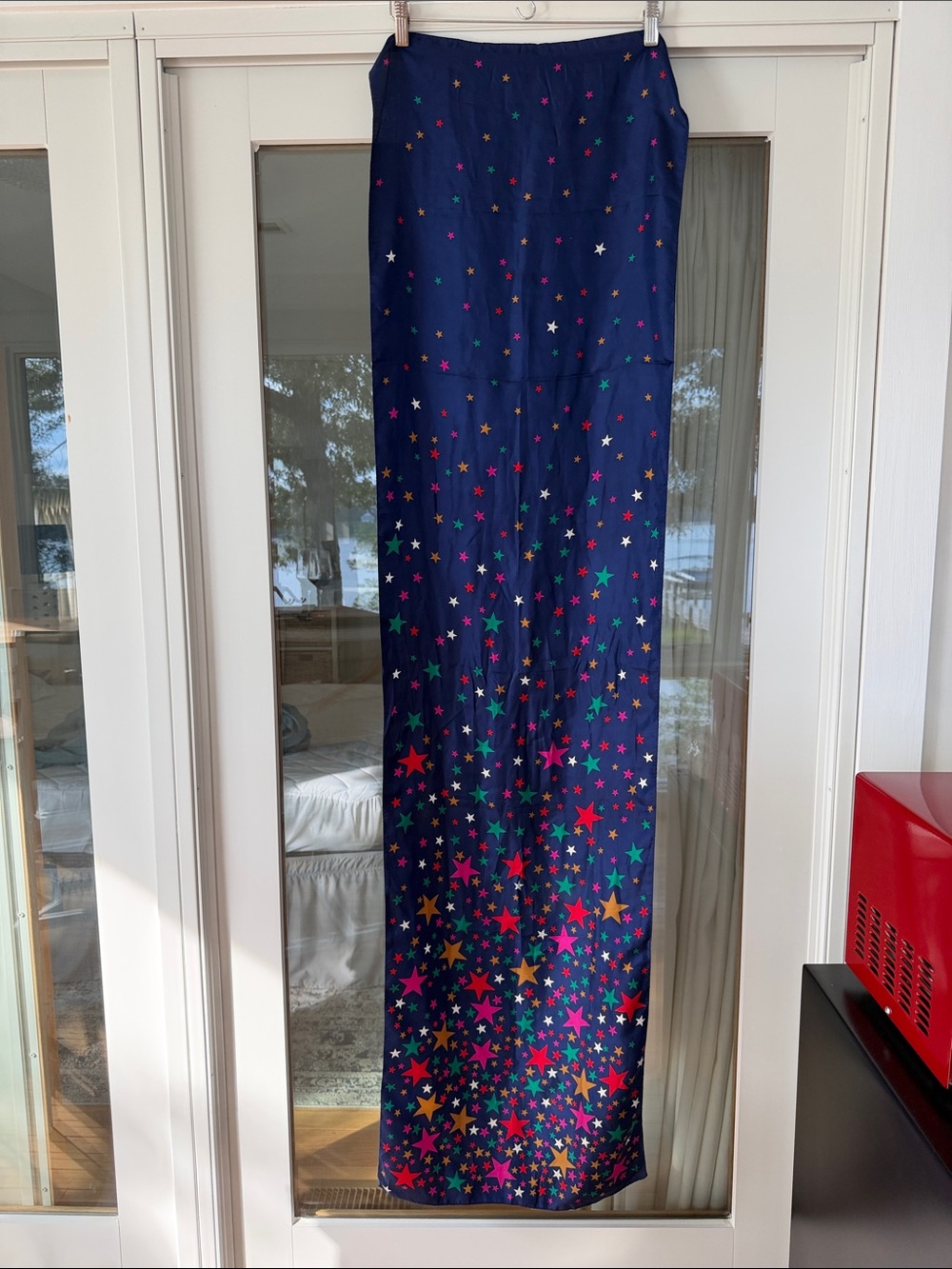 Vintage Perry Ellis Sill Navy Star-Print Scarf